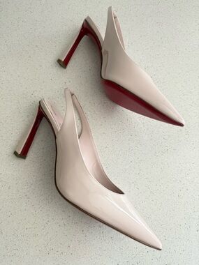Christian Louboutin Condora 85mm Patent Leather Slingback Pumps EU 37 US 7